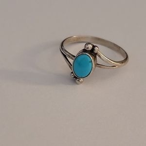 Native American .925 Sterling Turquoise Ring Size 8.5